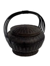 Black Hmong Storage Basket for Fruits &amp; Vegetables with Lid and Handle, Guizhou - £37.33 GBP