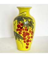 Vintage MCM Berry or Grape Cluster Yellow Mid Century Modern Vase 6&quot; Tall - £22.39 GBP