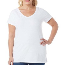 Aveto Trendy Plus Size Fitted V Neck T Shirt Juniors 3X White - $22.98