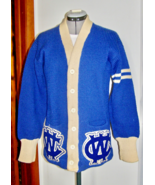 VINT. PRINCETON KNITTING MILLS WOOL LETTERMAN VARSITY LETTER CARDIGAN SW... - $78.21