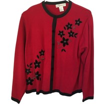 Ladies Cardigan Sweater Velvet Trim and Bead Work Dressbarn Petite Women... - $16.83