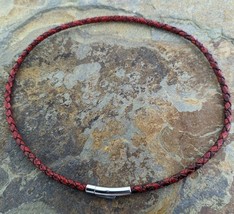 Autumn Red Leather necklace 4 mm - £13.58 GBP