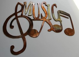 Music Word w/ Treble Clef &amp; Music Notes - Metal Wall Art - Copper 26&quot; x 17&quot; - £50.10 GBP