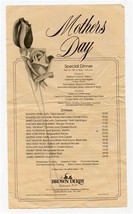 The Brown Derby Restaurant Mothers Day 1987 Menu Los Angeles California  - £32.95 GBP