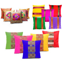 set of 5 Home Bed Sofa Home Pillow Cushion Cover Zari Brocade Pretty Accent 16&quot; - £37.58 GBP