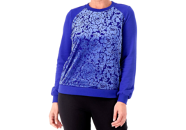 Joan Rivers Long Sleeve Novelty Sweatshirt- Lapis Blue, LARGE - £21.67 GBP