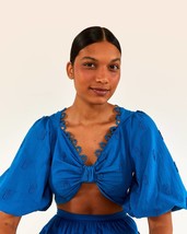 Farm Rio 3d pineapple crop top in Blue - size M - $57.42