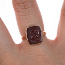 sz5.75 Antique gold carved carnelian ring - $341.55