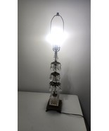 Hollywood Regency Vtg Brass Footed Portable Lamp 3 Tiered Hanging Crysta... - $166.72 CAD