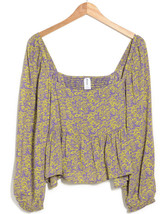 Nwt Abound Floral Print Smock Top In Purple Green Rosy Rose Size S - £11.16 GBP