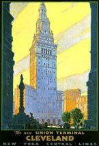 Union Terminal - Cleveland, Ohio - New York Central Lines - 1930&#39;s Travel Poster - £7.98 GBP+