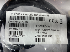 ZEBRA TC51 Rugged Charge / USB Cable CBL-TC51-USB1-01 NEW - $24.75