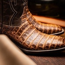 TUCSON Genuine Caiman Belly Skin Cowboy Boot from the Western CollectionStone Or image 10