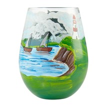 Lolita Beach Chair Wine Glass Stemless 20 oz Giftbox Nautical Blue Green image 2