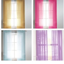  84&quot; Versatil Set Rod Pocket Solid Window Curtain Treatment Voile Sheer Panels - £17.25 GBP