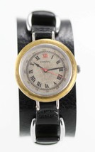 Fossil Unisex Retro Stainless Silver Gold Black Leather Quartz Watch - £26.59 GBP