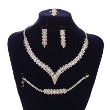 Jewelry Set HADIYANA Noble Ladies Bridal Wedding Necklace Bracelet Ring Earrings - £52.53 GBP