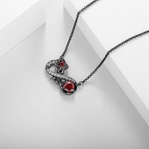 Infinity Necklace Black Pendant With Heart Cz &amp; Rose Adorned Engagement Pendent  - £141.53 GBP