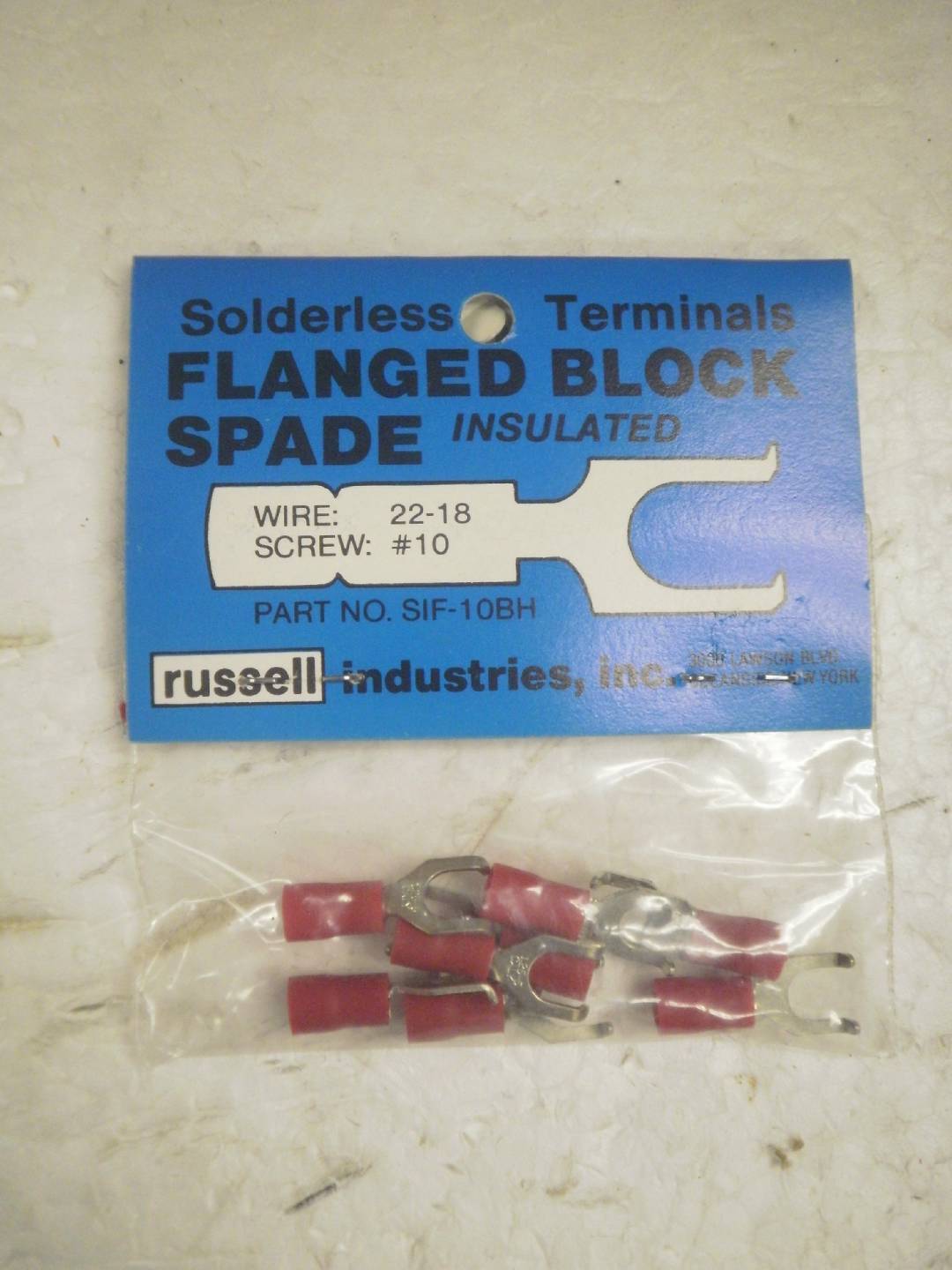 SOLDERLESS TERMINALS- FLANGED BLOCK SPADE- WIRE: 22-18- SCREW:#10- NEW- H79 - $3.70