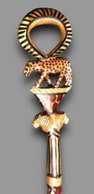 African Walking Stick Cane Hand Made Carved LEOPARD Twisted Wood Hand Paint 36&#39; - £59.27 GBP