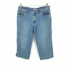 Chicos Womens Platinum Capri Jeans Blue Stretch Denim Light Wash Pockets 2 - £11.63 GBP