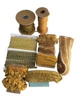 Assorted Vintage Gold &amp; Yello Trim Fringe &amp; Lace Lot 13+ Yards For Sewin... - €33,66 EUR