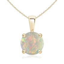 Authenticity Guarantee 
Angara Natural 8mm Opal Pendant Necklace in 14K Yello... - £471.64 GBP