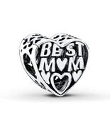 Best Mom Heart Charm 925 Sterling Silver bead European Mother Bracelet - £18.93 GBP