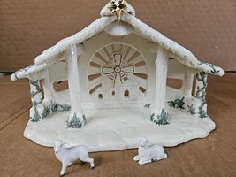 Hawthorne Village Irish Nativity &quot;Holy Creche W Lambs&quot; (Lights Up) Teste... - £65.18 GBP