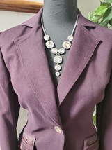 Paris Port Women Purple Cotton &amp; Acetate Buttons Long Sleeve Blazer Size... - £37.61 GBP