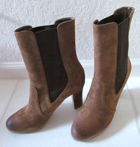 NEW TALBOTS Women&#39;s Suede Leather Ankle Boots Booties Chantel Hi Heel Brown 10 M - £45.96 GBP