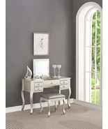 Classic Silver Vanity Set w/ Stool, Drawers, Mirror - Bedroom Furniture - $9,116.84 MXN