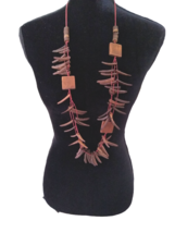 Handmade Wooden Necklace, 28 inches Long and Eye Catching. - £11.82 GBP