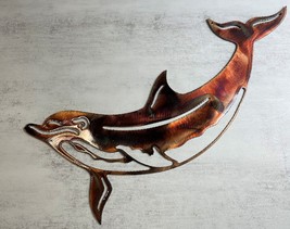 Bottlenose Dolphin Metal Wall Art Accent 24&quot; wide - £44.80 GBP