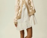 Listicle flower detail tufted dot hand crochet cardigan in TAUPE - $64.00