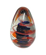 Blue And Orange Double Helix LARGE Swirl Art Glass Egg Paperweight 5.5” ... - $65.44