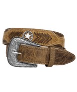 Cowboy Western Dress Belt Concho Overlay Studded Real Leather Honey Brow... - £27.96 GBP