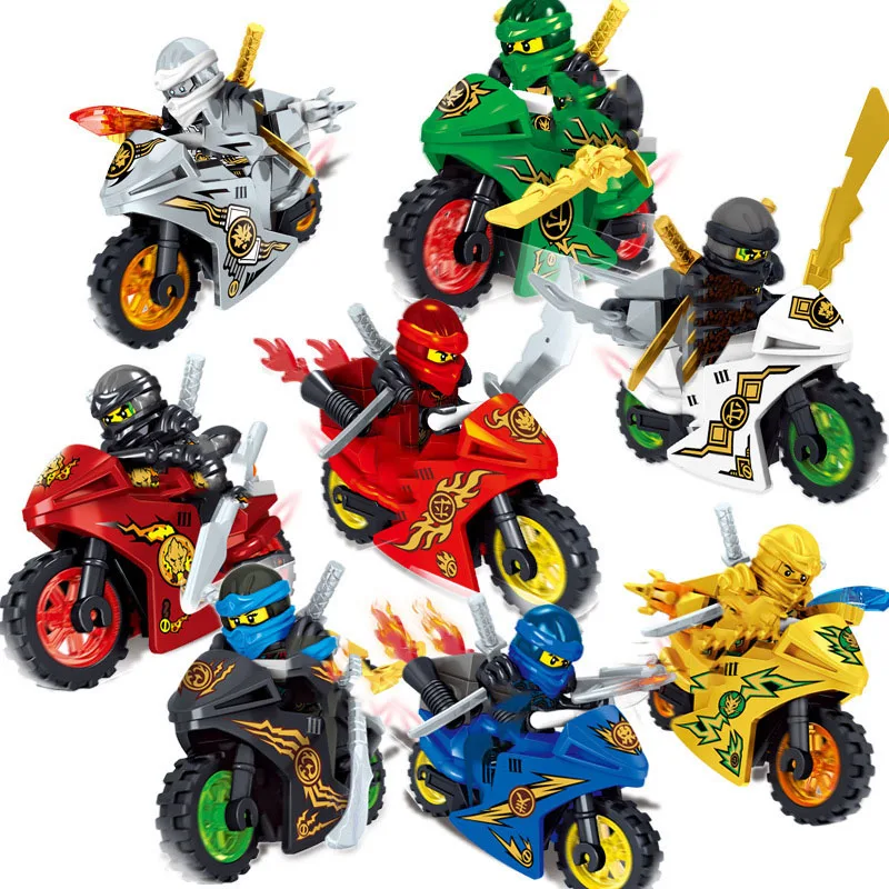 Game Fun Play Toys  Ninja Motorcycle Action Figures Building Blocks A Soldiers S - £29.32 GBP