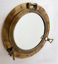 Antique Brown Finish Canal Boat Porthole-Window Ship Round Mirror Home Decor - £162.63 GBP