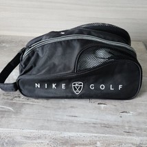 Vintage Nike Golf Black Shoe Bag Mesh Swoosh Tote Zipper Handle 2002 TIGER Era - £19.52 GBP