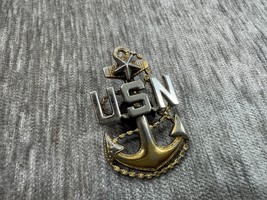 Vintage US Navy Pin Badge Sterling Silver USN Anchor Star Insignia Uniform - $554.66 MXN