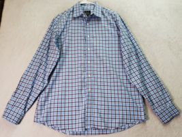Jos. A. Bank Dress Shirt Mens Large Blue Burgundy Plaid Tailored Fit Button Down - £14.82 GBP