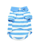 Striped Blue Niagara and White 100% Cotton Polo Shirt -Sizes XL and 3XL  - €17,15 EUR