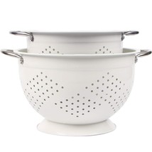 Powder Coated Steel Colander Set Of 2 - White - £51.12 GBP