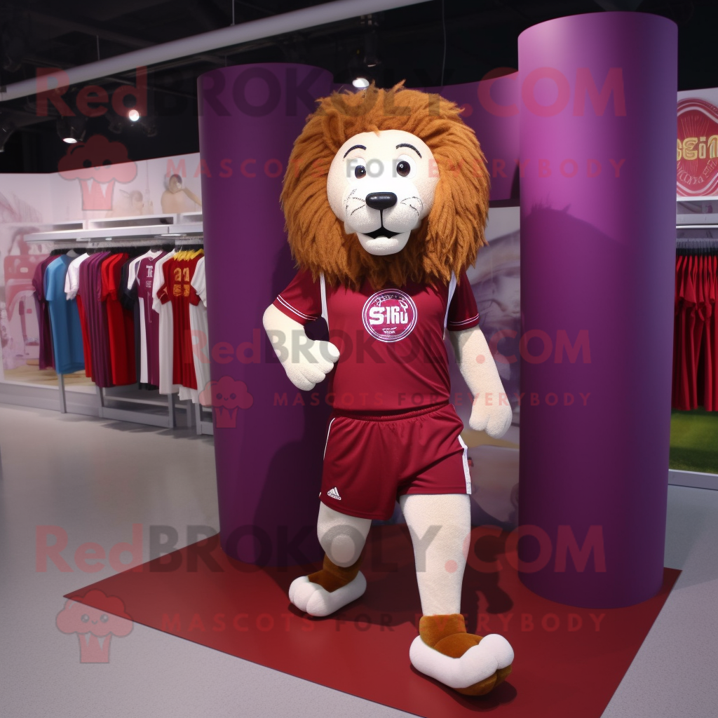 Maroon Lion mascot costume character dressed with a Running Shorts and S... - $1,199.00
