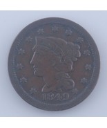1849 Large Cent 1C, Fine Condition, Brown Color, Strong Detail for Grade - $49.78 CAD