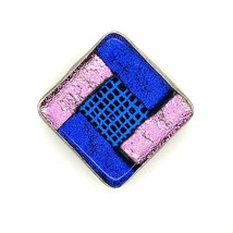 Vintage Signed Sterling Art Deco Multi Colored Dichroic Fused Glass Foil... - $64.35