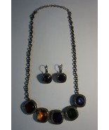 Very Nice Silver-Tone Necklace and Earrings &quot;Gem&quot; Set. Fashion Costume J... - £12.01 GBP