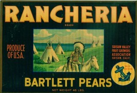 RANCHERIA BRAND: Bartlett Pears Crate  Label Sign - FRAMED WITH GLASS - £14.50 GBP