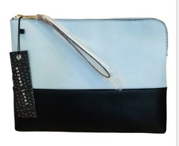 Street Level clutch purse zipper at top Blue Black New With Tags Strap On Side - £9.67 GBP
